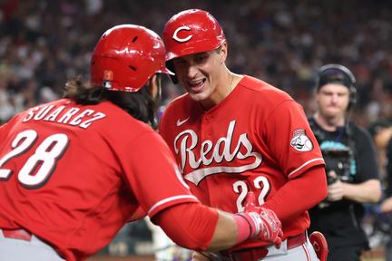 Reds' Bleday hits for cycle in win