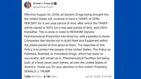 Trump Plans 200% Tariff on Generic Drugs