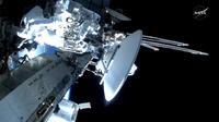Astronauts spacewalk to replace ISS antenna