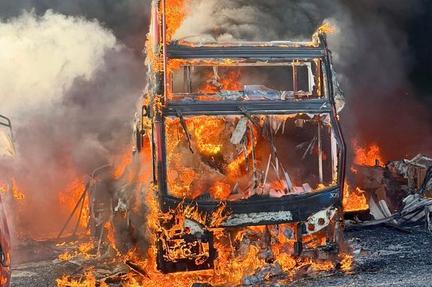 Bus Catches Fire, Passengers Evacuated